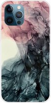 Marmeren patroon schokbestendige TPU beschermhoes voor iPhone 12/12 Pro (abstract zwart)