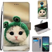 Voor Nokia 1.4 Gekleurde Tekening Cross Textuur Horizontale Flip PU Lederen Case met Houder & Kaartsleuven & Portemonnee & Lanyard (Frog Kitten)