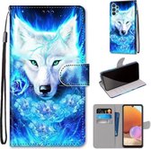 Voor Samsung Galaxy A32 4G / A32 Lite Gekleurde Tekening Cross Textuur Horizontale Flip PU Lederen Case met Houder & Kaartsleuven & Portemonnee & Lanyard (Dick Rose Wolf)