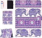 Gekleurde patroontekening horizontale flip PU lederen tas met drievoudige houder en slaap- / wekfunctie voor iPad 5/6/8 (totemolifant)
