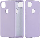 Voor Google Pixel 4a Pure Color Liquid Silicone Shockproof Full Coverage Case (Paars)