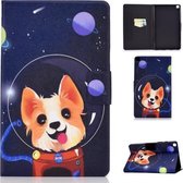 Voor Galaxy Tab A 8.0 2019 / T290 Gekleurde tekening Elektrisch geperst horizontaal Flip lederen tas, met houder en kaartsleuven (hond)