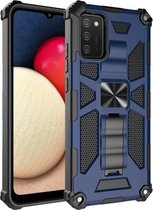 Voor Samsung Galaxy A02s (Amerikaanse versie) Schokbestendige TPU + pc magnetische beschermhoes met houder (blauw)