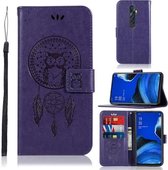 Voor OPPO Reno2 Z Windgong Uil Embossing Patroon Horizontale Flip lederen tas, met houder & kaartsleuven & portemonnee (paars)