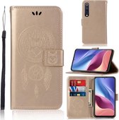 Voor Xiaomi Mi 10 5G Windgong Uil Embossing Patroon Horizontale Flip Leren Case met Houder & Kaartsleuven & Portemonnee (Goud)