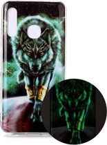 Voor Samsung Galaxy A70e lichtgevende TPU zachte beschermhoes (woeste wolf)