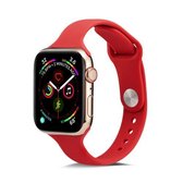 Voor Apple Wacth 5/4 44 mm & 3/2/1 42 mm dunne siliconen vervangende polsband horlogeband (camellia rood)