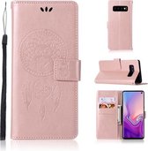 Windgong Uil Embossing Patroon Horizontale Leren Flip Case met Houder & Kaartsleuven & Portemonnee Voor Galaxy S10 (Rose Goud)