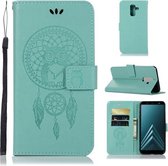 Windgong Uil Embossing Patroon Horizontale Leren Flip Case met Houder & Kaartsleuven & Portemonnee Voor Galaxy J8 (2018) (Groen)