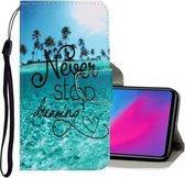 Voor Vivo Y91C 3D Gekleurde Tekening Horizontale Flip PU Lederen Case met Houder & Kaartsleuven & Portemonnee (Blue Coconut Grove)