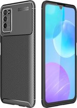 Voor Huawei Honor 30 Lite koolstofvezel textuur schokbestendig TPU-hoesje (zwart)