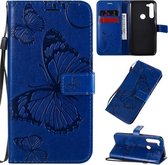 Voor Motorola Moto G8 Power 3D Vlinders Embossing Patroon Horizontale Flip Leren Case met Houder & Kaartsleuf & Portemonnee & Lanyard (Blauw)