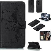 Voor Huawei P40 Pro + Litchi Textuur Veer Embossing Patroon Horizontale Flip Leren Case met Houder & Kaartsleuven & Portemonnee & Fotolijst & Lanyard (Zwart)