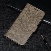 Kanten Bloem Embossing Patroon Horizontale Flip Leren Case voor Huawei Honor X9 Pro, met Houder & Kaartsleuven & Portemonnee & Fotolijst & Lanyard (Grijs)