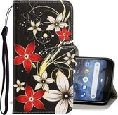 Voor Nokia 3.2 3D Gekleurde Tekening Horizontale Flip PU Lederen Case met Houder & Kaartsleuven & Portemonnee (Rode Bloem)