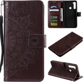 Voor Motorola Moto G8 Power Totem Bloem Reliëf Horizontale Flip TPU + PU Leren Case met Houder & Kaartsleuven & Portemonnee (Bruin)