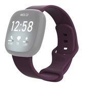 Voor Fitbit Versa 3 / Sense siliconen vervangende horlogeband, maat: L (diep paars)