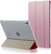 Zijdestructuur horizontale flip magnetische PU lederen hoes voor iPad Pro 12,9 inch (2018), met drievoudige houder en slaap- / wekfunctie (roze)