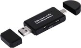 3-in-1 USB-C / Type-C 3,1 tot USB 2,0 + Micro USB + SD (HC) + Micro SD-kaartlezer met OTG-functie (zwart)