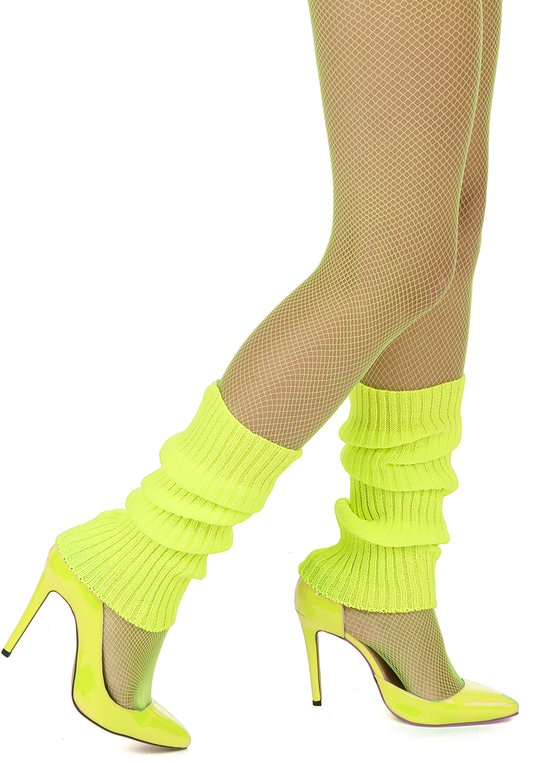 Fluo gele beenwarmers - Verkleedattribuut