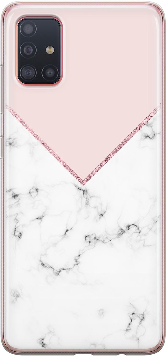 Leuke Telefoonhoesjes - Hoesje geschikt voor Samsung Galaxy A51 - Marmer roze grijs - Soft case - TPU - Marmer - Roze