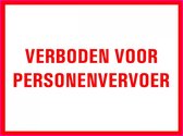 Verboden voor personenvervoer tekstbord - kunststof 400 x 250 mm