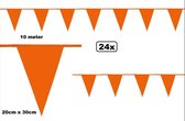 24x Vlaglijn oranje 10 meter 20cm x 30cm - WK EK voetbal oranje holland thema feest hup hup Nederland festival themafeest Euro nationaal