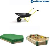 Bol.com Horby Bruk® Zandbak 200 - Inclusief zwarte kruiwagen voor kinderen en zandbak hoes - Houten Zandbak - Speeltoestel buite... aanbieding