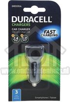Duracell Twin 12V USB 3.4A (2.4A + 1A) Car Charger - Black