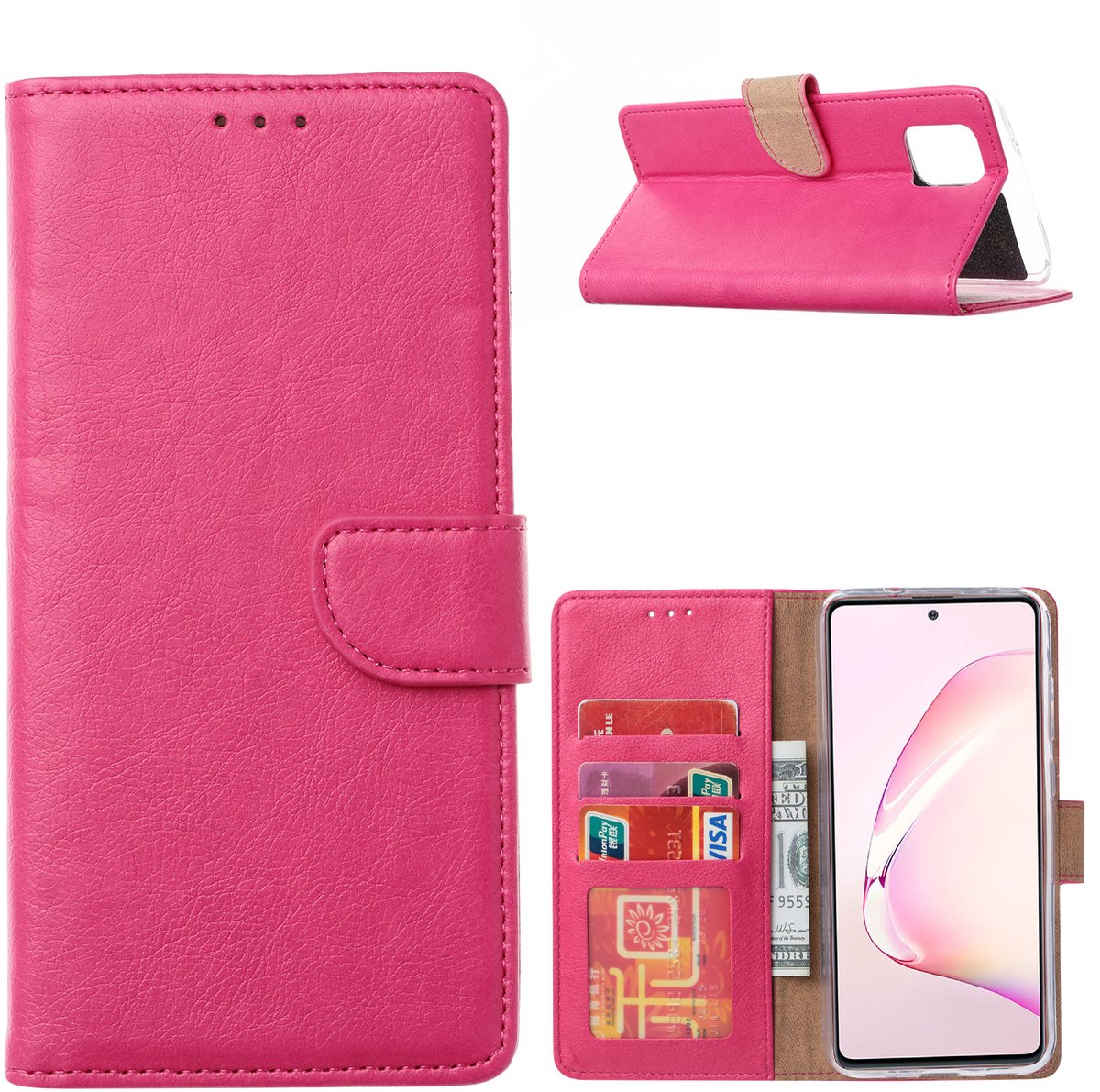 Hoesje Geschikt Voor Samsung Galaxy A41 Portemonnee Hoesje - Pink