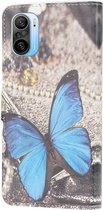 Xiaomi Poco F3 / Mi 11i Hoesje Portemonnee Blauwe Vlinder Print