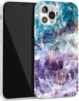 Glanzend marmeren patroon TPU beschermhoes voor iPhone 11 Pro (blauw paars)