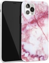 Glanzend marmeren patroon TPU beschermhoes voor iPhone 11 Pro Max (roze wit)