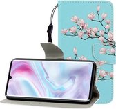 Voor Xiaomi Note 10 Pro Gekleurde tekening Horizontale flip lederen tas met houder & kaartsleuf & portemonnee (Magnolia)