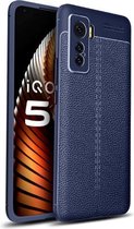 Voor VIVO IQOO 5 Litchi Texture TPU schokbestendig hoesje (marineblauw)