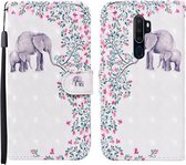 Voor OPPO A9 (2020) 3D Geschilderd Patroon Horizontale Flip Leren Case met Houder & Portemonnee & Kaartsleuf & Lanyard (Bloem Olifant)