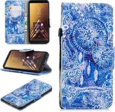 Voor Samsung Galaxy A6 + (2018) Gekleurd tekeningpatroon Horizontaal Flip TPU + PU lederen hoesje met houder & kaartsleuven & portemonnee & lanyard (blauw windgong)