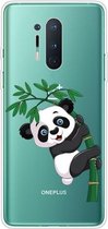 Voor OnePlus 8 Pro schokbestendig geverfd transparant TPU beschermhoes (Panda Climbing Bamboo)