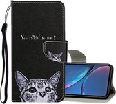 Voor iPhone XR Gekleurd tekeningpatroon Horizontaal lederen flip-hoesje met houder & kaartsleuven & portemonnee (kleine kat)