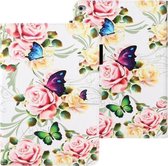 Voor iPad Air Cross Textuur Geschilderde Horizontale Leren Case met Slaap / Wekfunctie & Kaartsleuf & Houder & Portemonnee (Witte Pioenbloem)