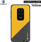 Voor Motorola One Zoom / One Pro PINWUYO Rong-serie Schokbestendige pc + TPU + beschermhoes van chemische vezeldoek (geel)