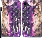 Voor iPhone XR 3D Geschilderd Patroon Horizontale Flip Leren Case met Houder & Portemonnee & Kaartsleuf & Lanyard (Wind Chime Wolf)