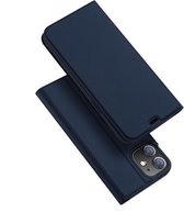 DUX DUCIS Skin Pro Series horizontale flip PU + TPU lederen tas met houder en kaartsleuven voor iPhone 12 mini (blauw)