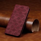 Voor Huawei Honor Play 9A Lucky Flowers Embossing Pattern Magnetische Horizontale Flip Leather Case met houder & kaartsleuven (wijnrood)