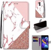 Voor Huawei Honor V9 Play Gekleurde Tekening Cross Textuur Horizontale Flip PU Lederen Case met Houder & Kaartsleuven & Portemonnee & Lanyard (Poeder Steen Textuur)