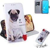 Voor OPPO A52 / A72 / A92 Gekleurde tekening Horizontale flip lederen tas, met houder & kaartsleuven en portemonnee (pug)