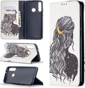 Voor Huawei Y6p Gekleurde Tekening Patroon Onzichtbare Magnetische Horizontale Flip PU Lederen Case met Houder & Kaartsleuven & Portemonnee (Meisje)