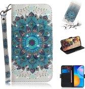 Voor Huawei Y7a 3D Gekleurde Tekening Horizontale Flip Lederen Case met Houder & Kaartsleuven & Portemonnee & Lanyard (Pauw Krans)