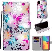 Voor Alcatel 1L (2021) Gekleurde Tekening Cross Textuur Horizontale Flip PU Leren Case met Houder & Kaartsleuven & Portemonnee & Lanyard (Gradient Kleurrijke Bloem)