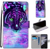 Voor Nokia 2.4 Gekleurde Tekening Cross Textuur Horizontale Flip PU Lederen Case met Houder & Kaartsleuven & Portemonnee & Lanyard (Tijger Drinkwater)